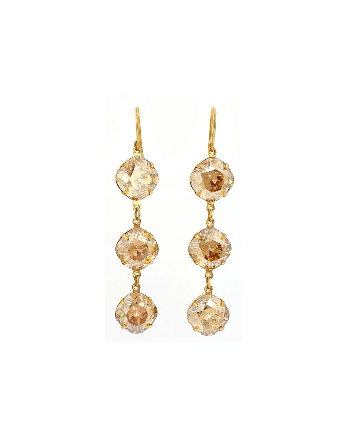 Remi Gold Crystal Earrings Diamond Shape, 6cm Long Gold
