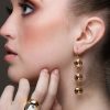 Remi Gold Crystal Earrings Diamond Shape, 6cm Long Gold - Image 3