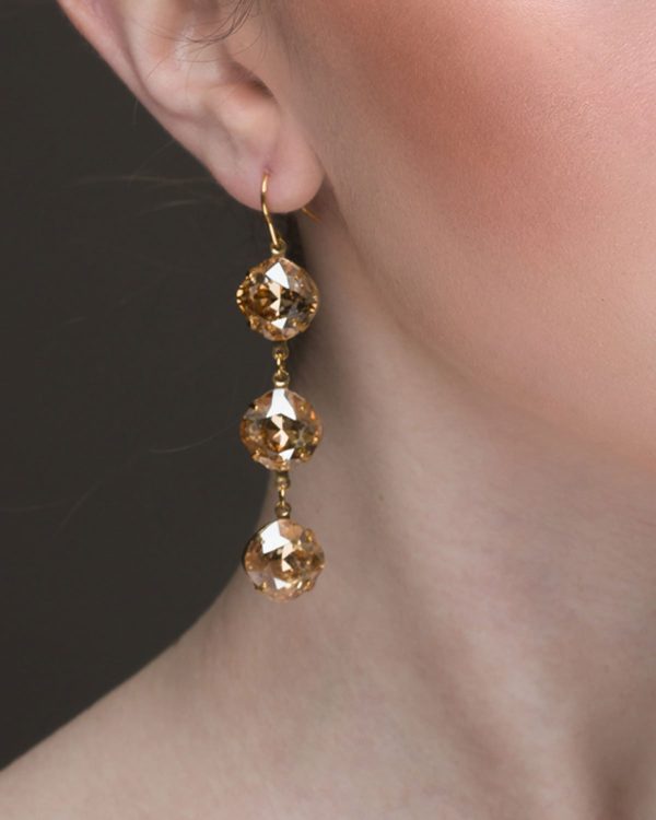 Remi Gold Crystal Earrings Diamond Shape, 6cm Long Gold - Image 4