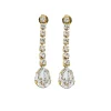 Hold Me Tight Clear Crystal Teardrop Studs, Rhodium Metal 6.5cm long