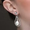Stealing Kisses Pearl Teardrop Earrings, silver metal 4.5cm earrings - Image 2