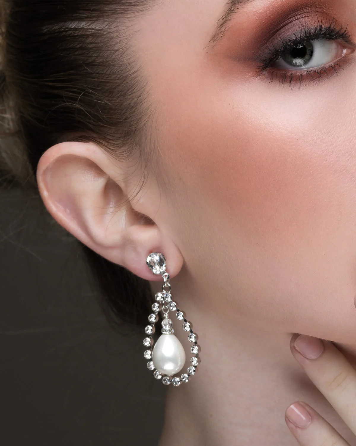 Stealing Kisses Pearl Teardrop Earrings, silver metal 4.5cm earrings
