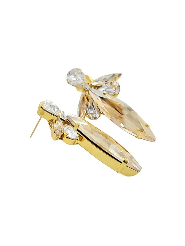 Parisian Gold Crystal Marquise Bridal Earring, Gold Metal 5cm long - Image 53