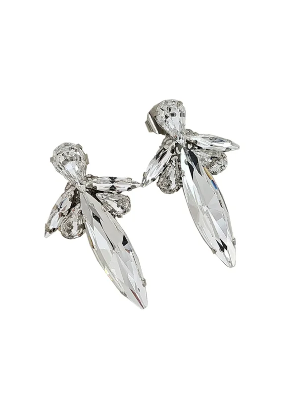 Parisian Crystal Marquise Bridal Earring, Rhodium Metal 5cm long - Image 12