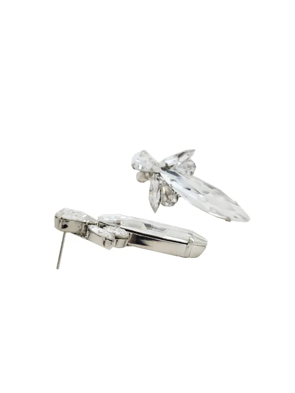 Parisian Crystal Marquise Bridal Earring, Rhodium Metal 5cm long - Image 13
