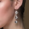 Remi Long Clear Earrings, Diamond shape silver metal 6cm earrings - Image 4