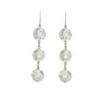 Remi Long Clear Earrings, Diamond shape silver metal 6cm earrings
