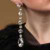 Astor Clear Crystal Teardrop Chandelier Earrings Rhodium Metal, 15cm Long