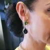 Milan Green Crystal Teardrop Earring, Rhodium Metal 4cm long - Image 4