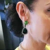Milan Green Crystal Teardrop Earring, Rhodium Metal 4cm long - Image 6