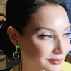 Milan Green Crystal Teardrop Earring, Rhodium Metal 4cm long - Image 2
