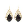 Cleo Sable Black Crystal Teardrop Earrings, Gold Metal 5cm Earrings