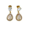 Milan Clear Gold Crystal Teardrop Bridal Earrings, 4cm Long, Gold Metal