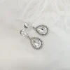 Milan Clear Crystal Teardrop Earring, Rhodium Metal 4cm long - Image 5