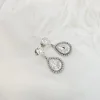 Milan Clear Crystal Teardrop Earring, Rhodium Metal 4cm long - Image 2
