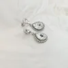 Milan Clear Crystal Teardrop Earring, Rhodium Metal 4cm long - Image 4