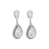 Milan Clear Crystal Teardrop Earring, Rhodium Metal 4cm long - Image 3