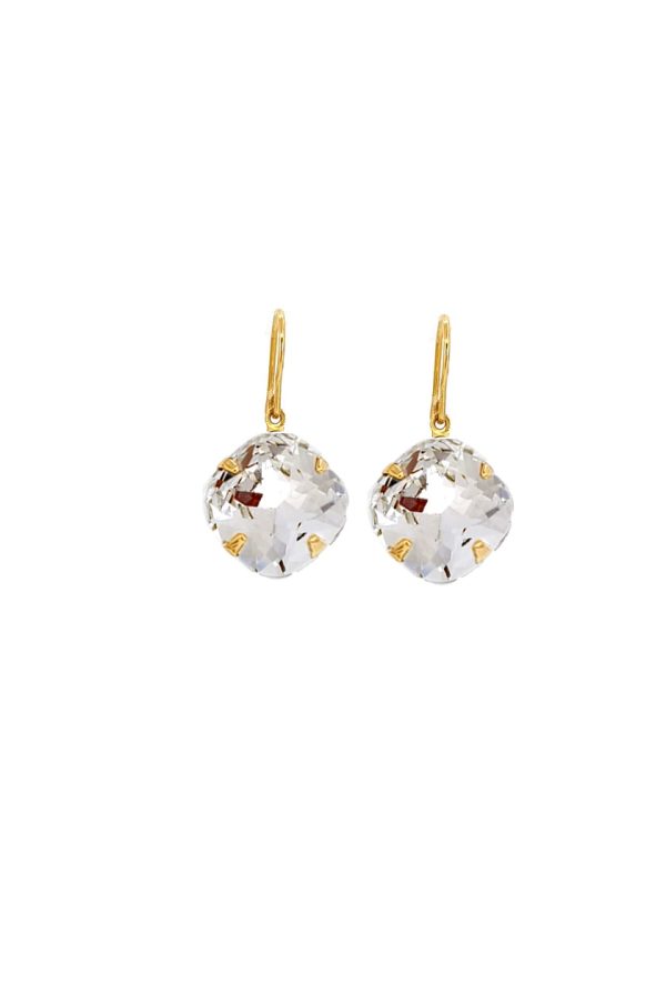 Remi Chiffon Clear Crystal Earrings Diamond Shape, 2cm Long Rhodium Metal - Image 7
