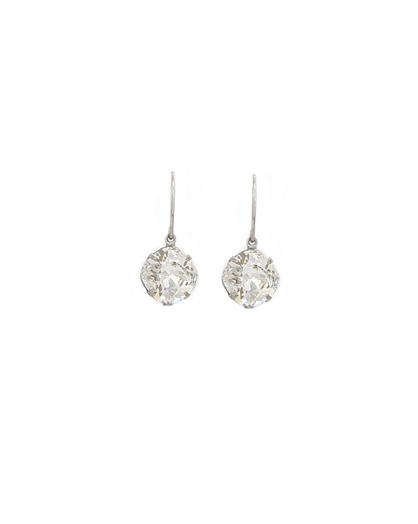 Remi Chiffon Clear Crystal Earrings Diamond Shape, 2cm Long Rhodium Metal - Image 2
