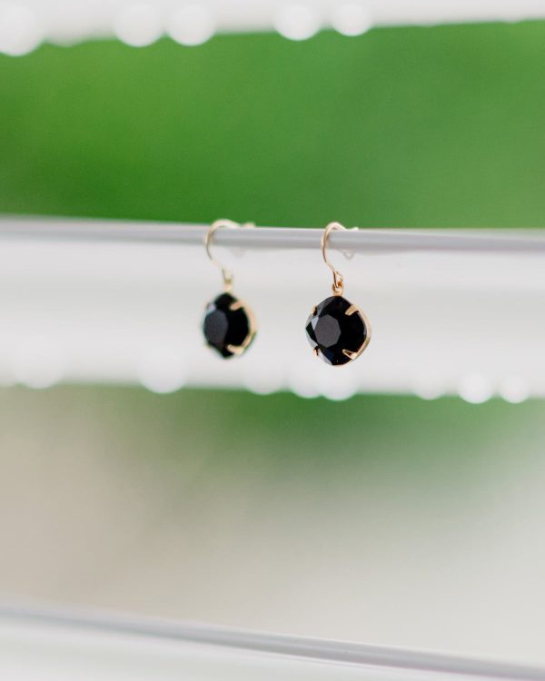 Remi Sable Black Crystal Earrings Diamond Shape, 2cm Long Rhodium or Gold - Image 4