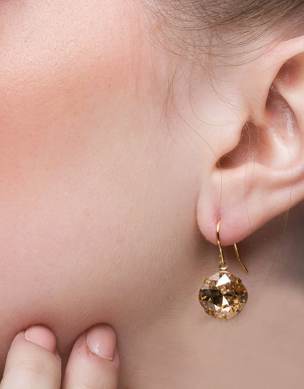 Remi Sahara Gold Crystal Earrings Diamond Shape, 2cm Long 22ct Hard Gold Metal - Image 4