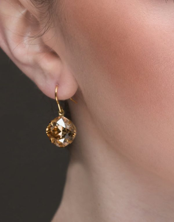Remi Sahara Gold Crystal Earrings Diamond Shape, 2cm Long 22ct Hard Gold Metal - Image 3