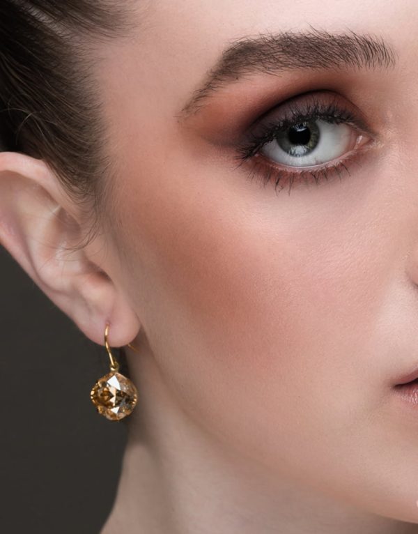 Remi Sahara Gold Crystal Earrings Diamond Shape, 2cm Long 22ct Hard Gold Metal - Image 5