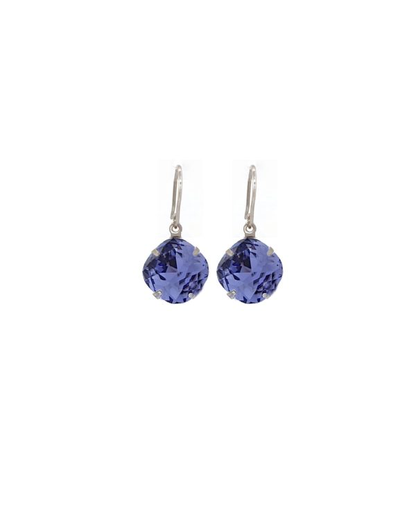 Remi Purple Crystal Earrings Diamond Shape, 2cm Long Rhodium or Gold - Image 2