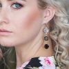 Remi Clear Grey Black Crystal Earrings Diamond Shape 6cm Long Rhodium, Tri colour - Image 2