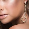 Lets Dance Crystal Circle Studs, silver metal 10cm earrings - Image 2