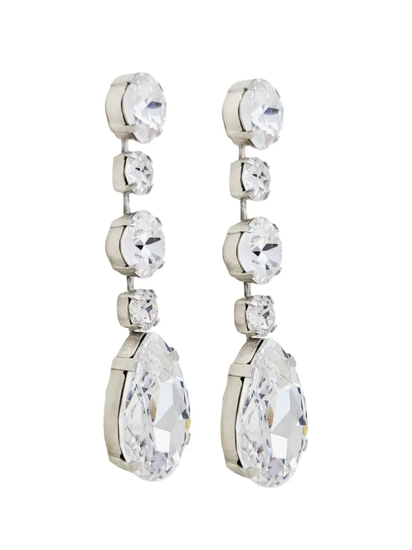 Astor Clear Crystal Teardrop Chandelier Earrings Rhodium Metal, 8cm Long - Image 9