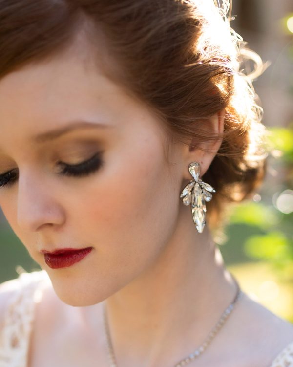 Parisian Crystal Marquise Bridal Earring, Rhodium Metal 5cm long - Image 4
