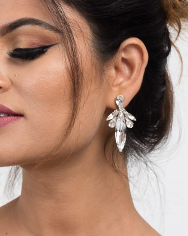 Parisian Gold Crystal Marquise Bridal Earring, Gold Metal 5cm long - Image 11