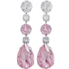 Astor Pink Crystal Teardrop Chandelier Earrings Rhodium Metal, 8cm Long