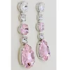Astor Pink Crystal Teardrop Chandelier Earrings Rhodium Metal, 8cm Long - Image 5