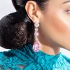 Astor Orange Crystal Teardrop Chandelier Earrings Gold Metal, 8cm Long - Image 5