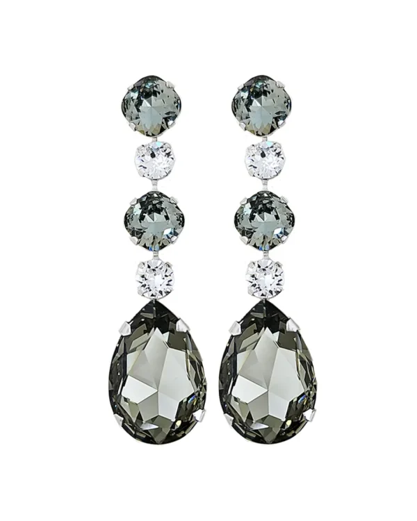 Astor Lava Grey Chandelier Crystal Earrings, 8cm Long Earrings