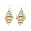 Martini Swings Gold Clear Crystal Baguette Earring, Gold Metal 6cm long, Diamond Shape - Image 4