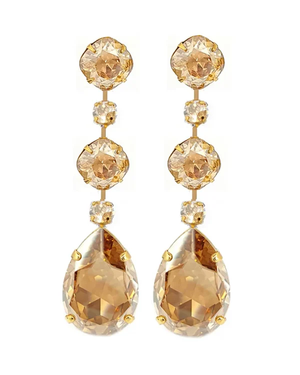 Astor Sahara Gold Chandelier Crystal Earrings, 8cm Long Earrings - Image 8