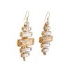Martini Swings Gold Clear Crystal Baguette Earring, Gold Metal 6cm long, Diamond Shape - Image 2