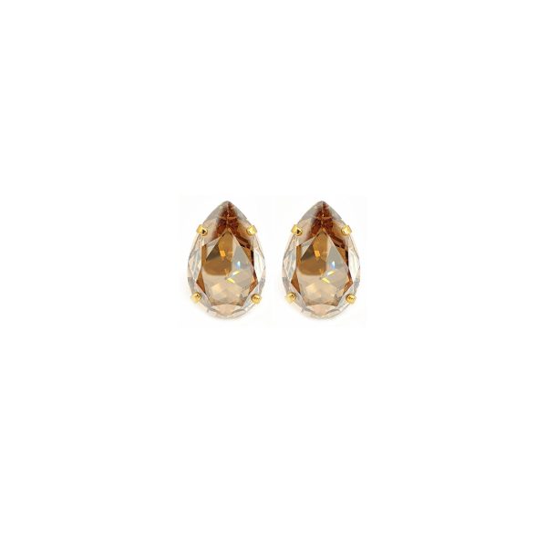 Manhattan Sahara Gold Teardrop Studs, Gold Metal 3cm Earrings - Image 5