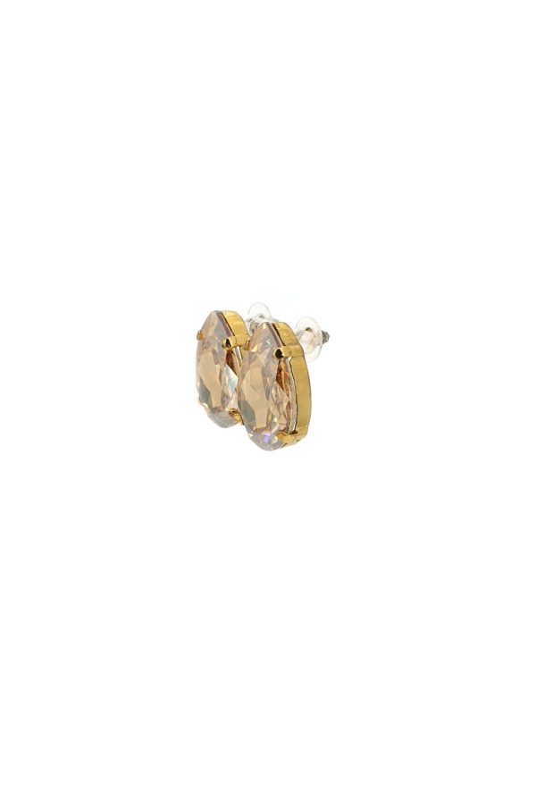 Manhattan Sahara Gold Teardrop Studs, Gold Metal 3cm Earrings - Image 3