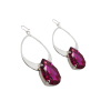 Vogue Pink Teardrop Crystal and Rhodium Metal Teardrop Earrings, 7cm long - Image 3