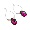 Vogue Pink Teardrop Crystal and Rhodium Metal Teardrop Earrings, 7cm long - Image 4
