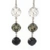 Remi Clear Grey Black Crystal Earrings Diamond Shape 6cm Long Rhodium, Tri colour