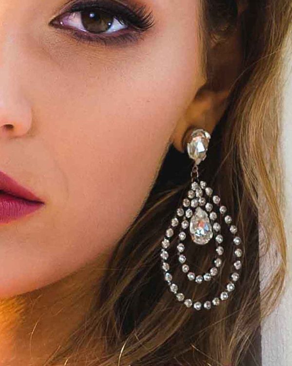 Stealing Kisses Crystal Large Teardrop Earrings - Image 6