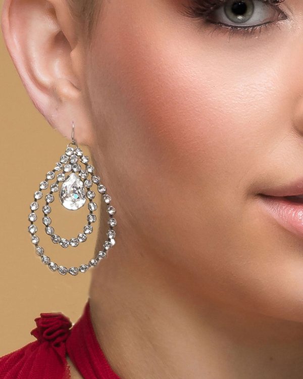 Stealing Kisses Crystal Large Teardrop Earrings - Image 3