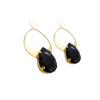 Vogue Black Teardrop Crystal and Gold Metal Teardrop Earrings, 7cm long - Image 4