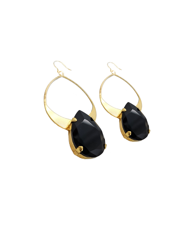 Vogue Orange Teardrop Crystal and Gold Metal Teardrop Earrings, 7cm long - Image 7