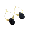 Vogue Black Teardrop Crystal and Gold Metal Teardrop Earrings, 7cm long - Image 3